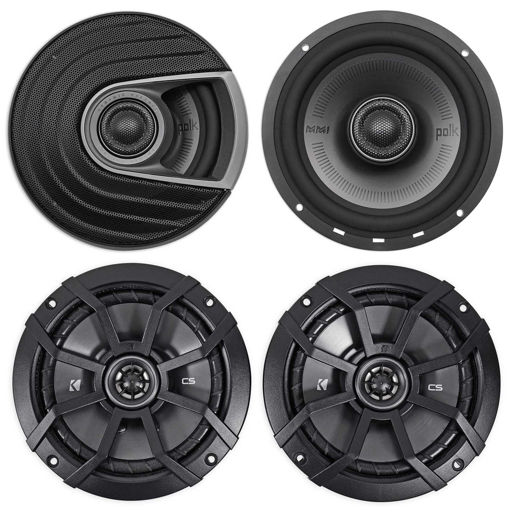 Polk Audio MM652 6.5” 600W Car Audio Speaker + 2 Kicker CSC65 6.5" Speakers 2 