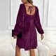 thumbnail image 2 of TaTaai Women's Party Velvet Dress Square Neck Long Sleeve Knee Length Elegant Casual Soft Stretchy Cocktail Evening Dress for Daily Gift, 2 of 9
