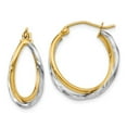 thumbnail image 1 of 14K Two-Tone Gold Earring Hoop Women'S Textured 22 mm 17, 1 of 3