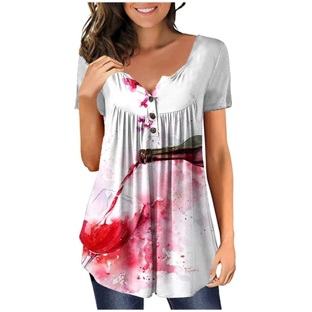 Blusa Informal Elegante Para Mujer, Camisetas de Manga Corta Con Cuello en V, Camiseta Estampada, Regalo Odeerbi ODB163282