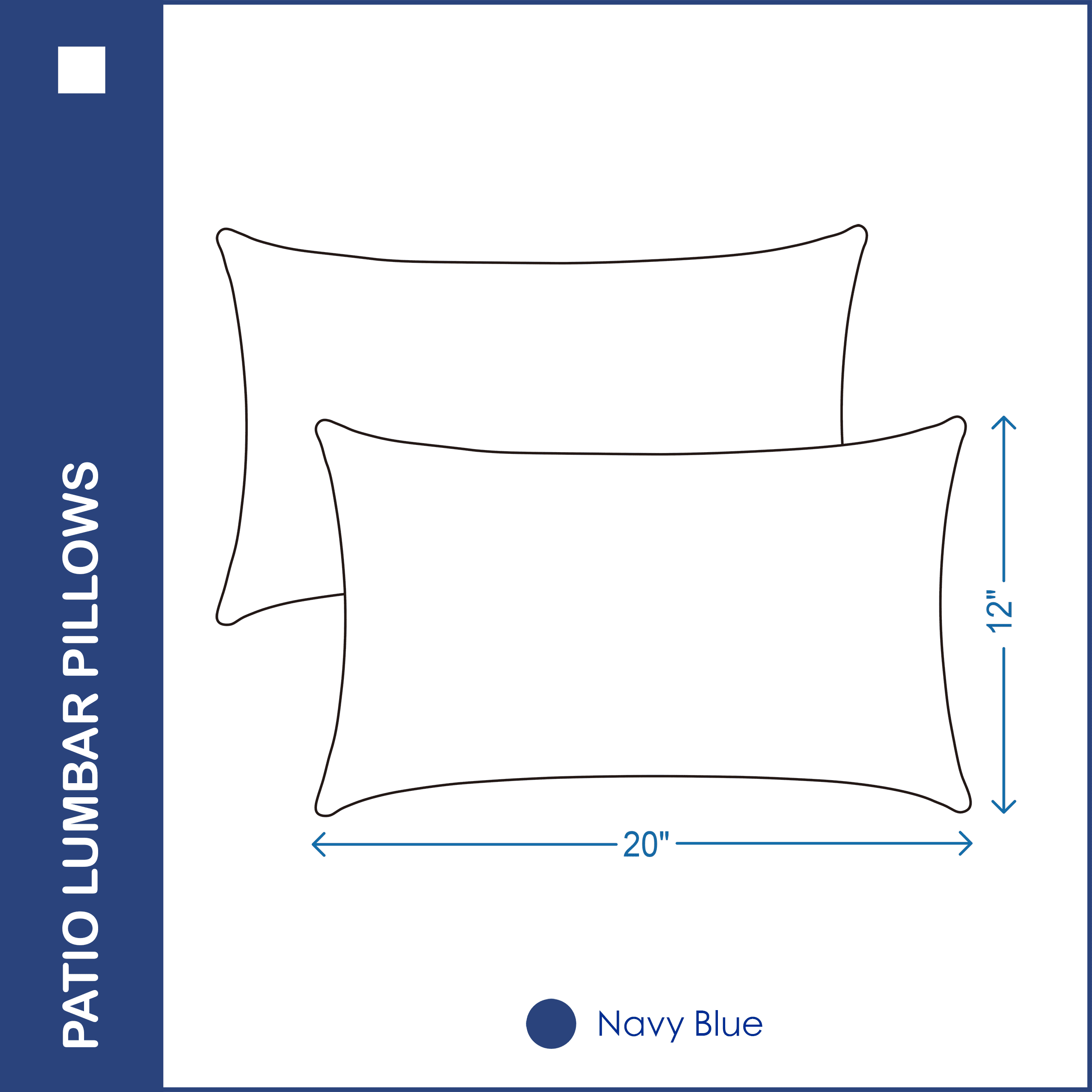 YOOZEKU Indoor Outdoor Lumbar Pillows,Waterproof Outdoor Pillows Set of 2 for Patio Furniture,12x20 Inch,Navy Blue