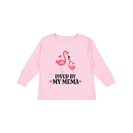 

Inktastic My Mema Loves Me Flamingo Gift Toddler Toddler Girl Long Sleeve T-Shirt