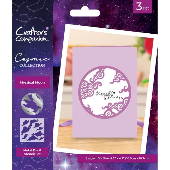Crafter's Companion Cosmic Create A Card Die And Stencil-Mystical Moon