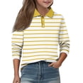 thumbnail image 2 of CCRFTGI Polo Shirts for Child Girls Size 8 Uniform Striped Shirt Athletic Sport Button Up Collared Polos Lightweight Long Sleeve Summer T-Shirts Yellow 13-14 Years, 2 of 5