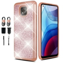 Value Pack   for Motorola Moto G Power 2021 with Temper Glass Glitter Hard Case Hybrid Cell Phone Case Glitter Shock proof Edge Slim Bumper Scratch Cover