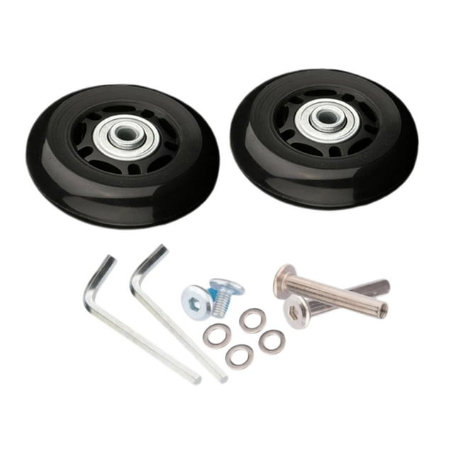 2 Pcs Roues de Remplacement pour Valise Noires avec Outils à Vis Pivotantes 80mmx24mm