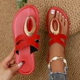 thumbnail image 6 of Mostsola Womens Flat Sandals Trendy Metal T-Strap Slides Lightweight Casual Summer Flip Flops, 6 of 6