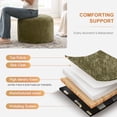 thumbnail image 6 of Zesthouse 22.6" Wide Round Ottoman, Modern Ottoman Coffee Table for Living Room, Chenille Fabric Couch Foot Rest, Upholstered Footstool for Makeup Room, Bedroom, Entryway, Green, 6 of 9