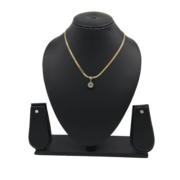 REGVO Double Diamond Gold Pendant – Sparkling Designer Charm Necklace for women