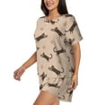 thumbnail image 2 of Naloa Leopard Print Women's Short-Sleeved Pajama Set, Loungewear, Summer pajamas, Breathable Cozy - Small, 2 of 9