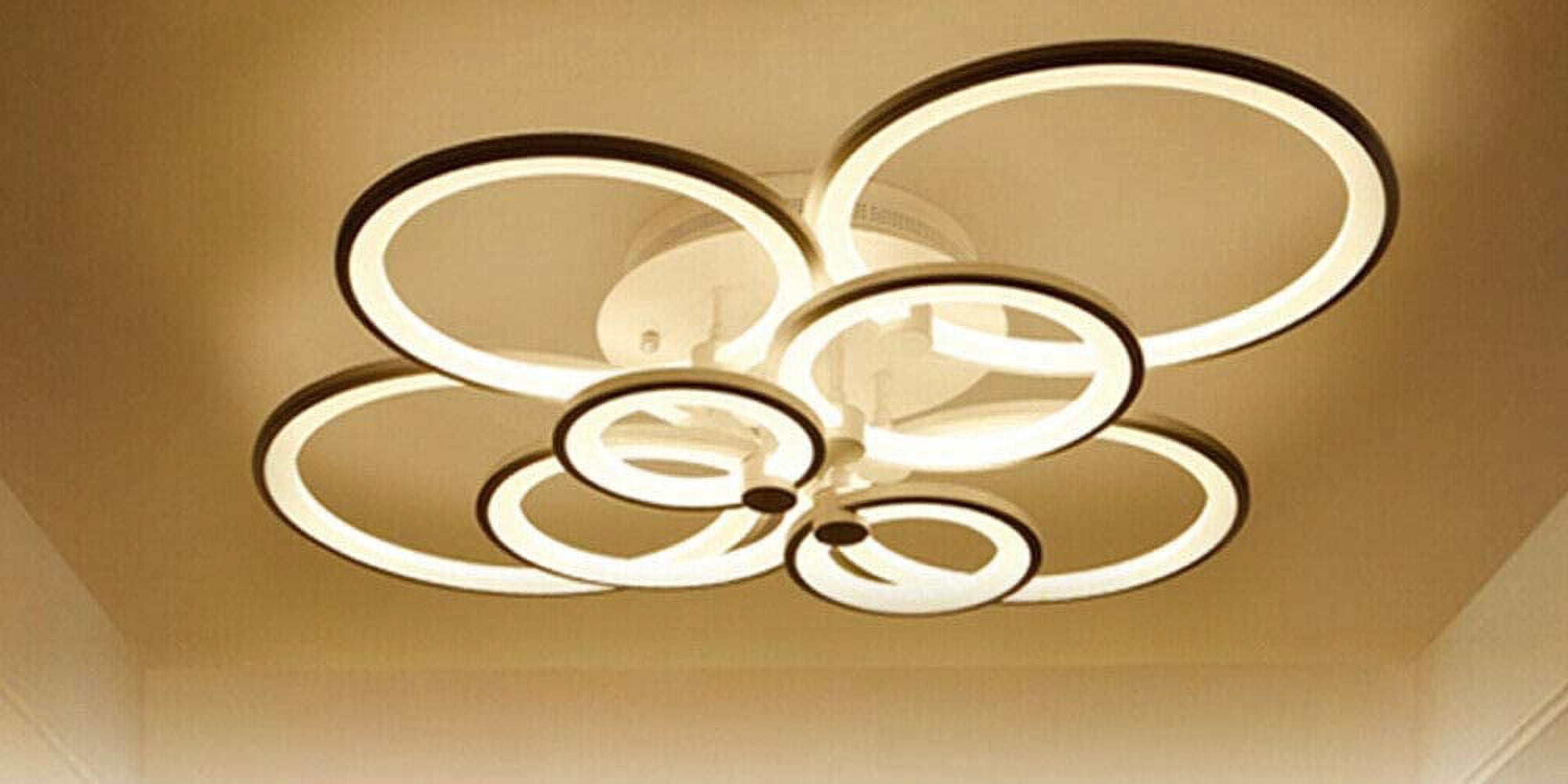 MONIPA 8 Heads Flush Mount LED Ceiling Light Fixture Lamp w/Remote Control Modern Acrylic Circle Ring Ceiling Lighting - for Dining Room Bathroom Bedroom Living room
