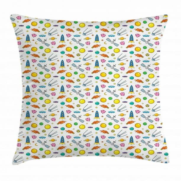 Spaceship Throw Pillow Cushion Cover An Assortment Of Space Related Concepts Shooting Star Ufo Sun Moon And Stars Decorative Square Accent Pillow Case 16 X 16 Inches Multicolor By Ambesonne Walmart Com
