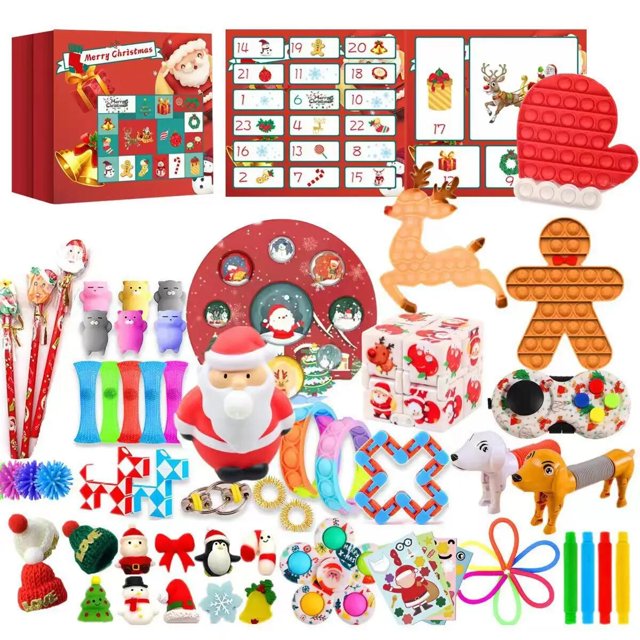 Caja de regalo de calendario de Adviento de navidad para niños, joyería DIY, caja antiestrés, calendario de cuenta regresiva de 24 días, regalo de navidad
