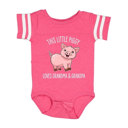 

Inktastic This Little Piggy Loves Grandma and Grandpa- Cute Gift Baby Boy or Baby Girl Bodysuit