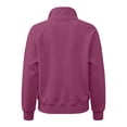 thumbnail image 4 of RUTAYY Women's Sweatshirt Long Sleeve Solid Color Quarter Zip Stand Collar Front Pocket Pullover Tops Purple, 4 of 5
