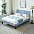 thumbnail image 2 of VECELO Queen Size Upholstered Bed Frame, Modern Platform Bed Frame with Adjustable Button Tufted Headboard for Bedroom, No Box Spring Needed, Easy Assembly, Light Blue, 2 of 7