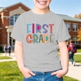 thumbnail image 2 of HCYSFG Girls Back To School T Shirts First Grade Letter Colorful School Theme Tees Crewneck Short Sleeve Regular Fit Classroom Outfit Tops, 2 of 7