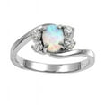 thumbnail image 2 of Swirl Tension Oval White Simulated Opal Ring Sterling Silver Size 10, 2 of 3