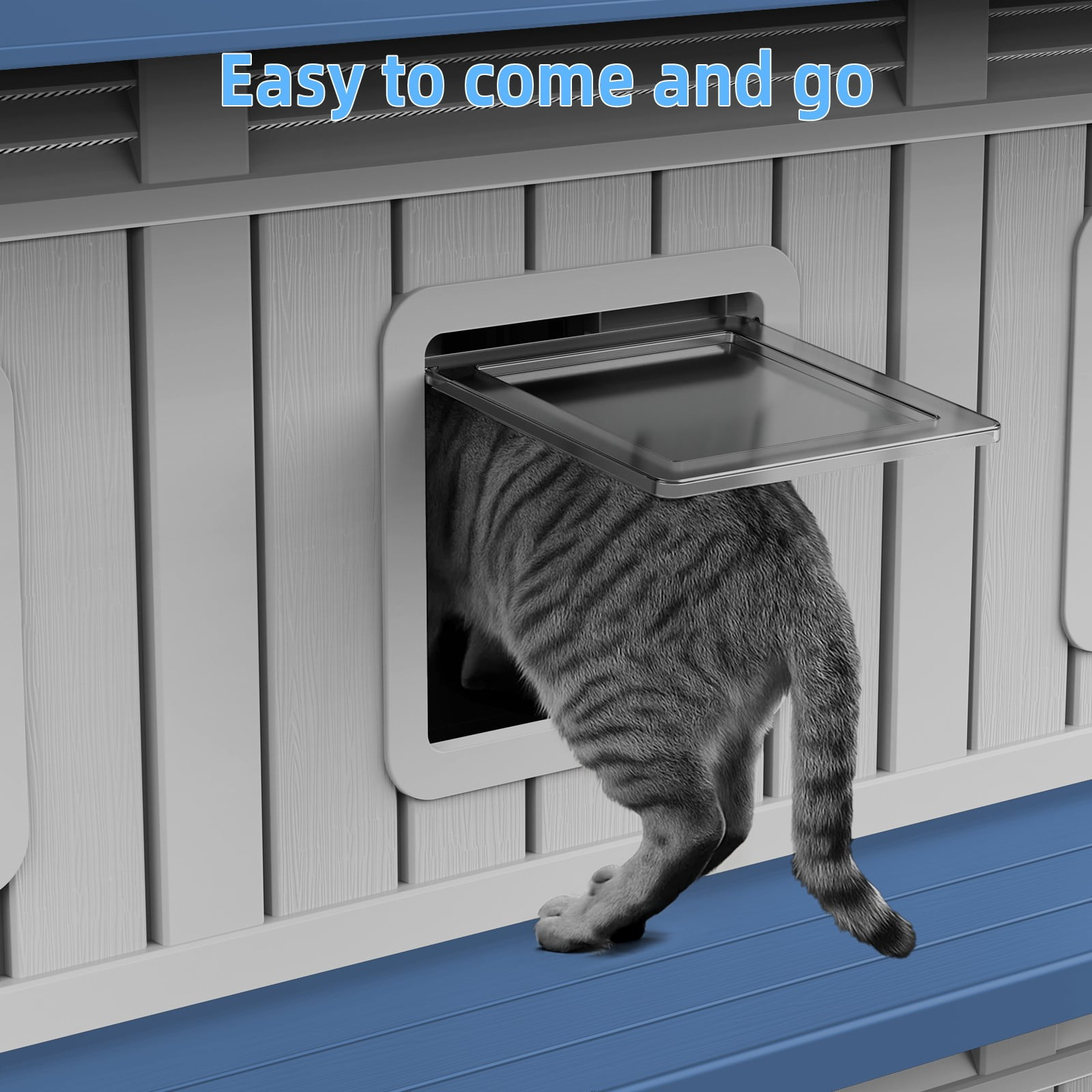 ENNSOO Cat House Weatherproof Double Decker Insulated Thick Panel Structure Easy Clean Design For Outdoor Garden Patio Feral Cat Shelter
