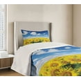 thumbnail image 4 of Ambesonne Sunflower Quilted Bedspread Set 2 Pcs, Fresh Field Country, Twin Size, Blue Green Yellow, 4 of 6
