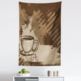 thumbnail image 1 of Coffee Tapestry, Grunge Style Illustration of a Cup and Some Beans Graphical Art, Fabric Wall Hanging Decor for Bedroom Living Room Dorm, 5 Sizes, Dark Cocoa Sepia, by Ambesonne, 1 of 1