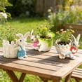 thumbnail image 4 of Resin Bunny Planter Figurine With Creative Design Whimsical Accent For Home Decor Tabletop Display And Succulent Planting, 4 of 4