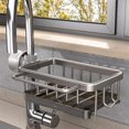 thumbnail image 2 of Kitchen Sink Faucet Organizer - 2024 New Kitchen Faucet Storage Sink Caddy Organizer Rack Sponge Brush Holder Kitchen Sink Organizer Sponge Tray Rack Dish Scrubber Holder Sink Shelf (Grey, Left), 2 of 5