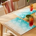 thumbnail image 4 of Teal Beige Ombre Coastal Placemats Set of 4 Nautical Beach Starfish Coral Summer Place Mats Indoor Wipeable Table Mats Washable Dining Table Placemats for Kitchen Holiday Party Home Decor 13x19 Inch, 4 of 9
