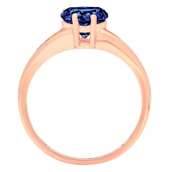 1 ct Heart Cut Simulated Tanzanite Solitaire Engagement Ring for Women in 14K Rose Gold