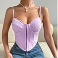 thumbnail image 3 of Mittory Women's Floral Mesh Lace Sleeveless Spaghetti Strap Crop Cami Tank Top Camisole Tops, 3 of 7