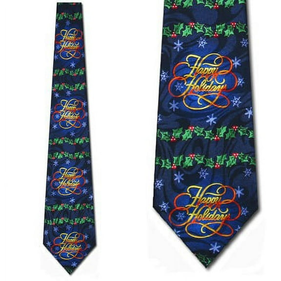 Happy Holidays Snow and Mistle Toe Necktie Mens Ti