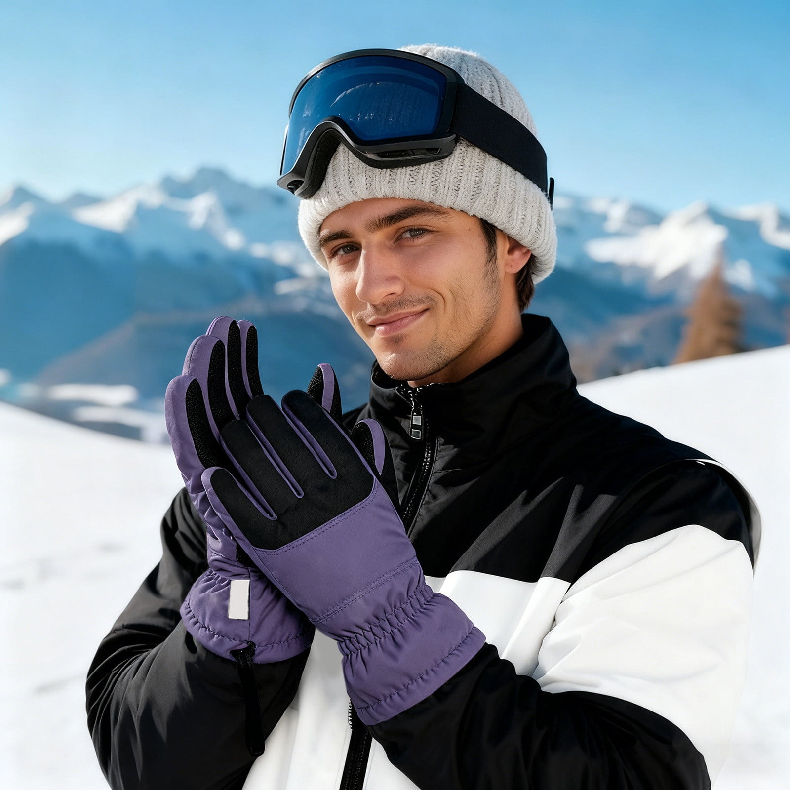 KHONTS Adult Ski Snow Gloves Touchscreen Snowboard Glove Winter Warm Glove for Cold Weather Purple L