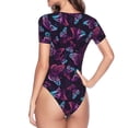 thumbnail image 4 of Naloa Purple Butterfly Women's Short-Sleeved Onesie, One-Piece Swimsuit for Parties, dates, clubs - Small, 4 of 9