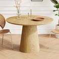 thumbnail image 3 of 43 inch Wooden circular dining table, modern minimalist round table, natural wood colored table, 3 of 12