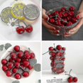 thumbnail image 2 of 100pcs Artificial Fake Cherries, Red & Black Lifelike Fruit Models for Home Decor, 2 of 5