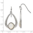 thumbnail image 2 of Stainless Steel Shepherd hook Polished Textured Simulated Mother of Pearl Earrings Measures 40x21mm Wide - Earring for W, 2 of 2