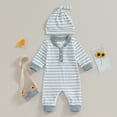 thumbnail image 2 of Bagilaanoe Newborn Baby Girl Boys Fall Jumpsuit Stripe Print Long Sleeve Bodysuit + Hat 3M 6M 12M 18M Infant Casual One Piece Romper, 2 of 7