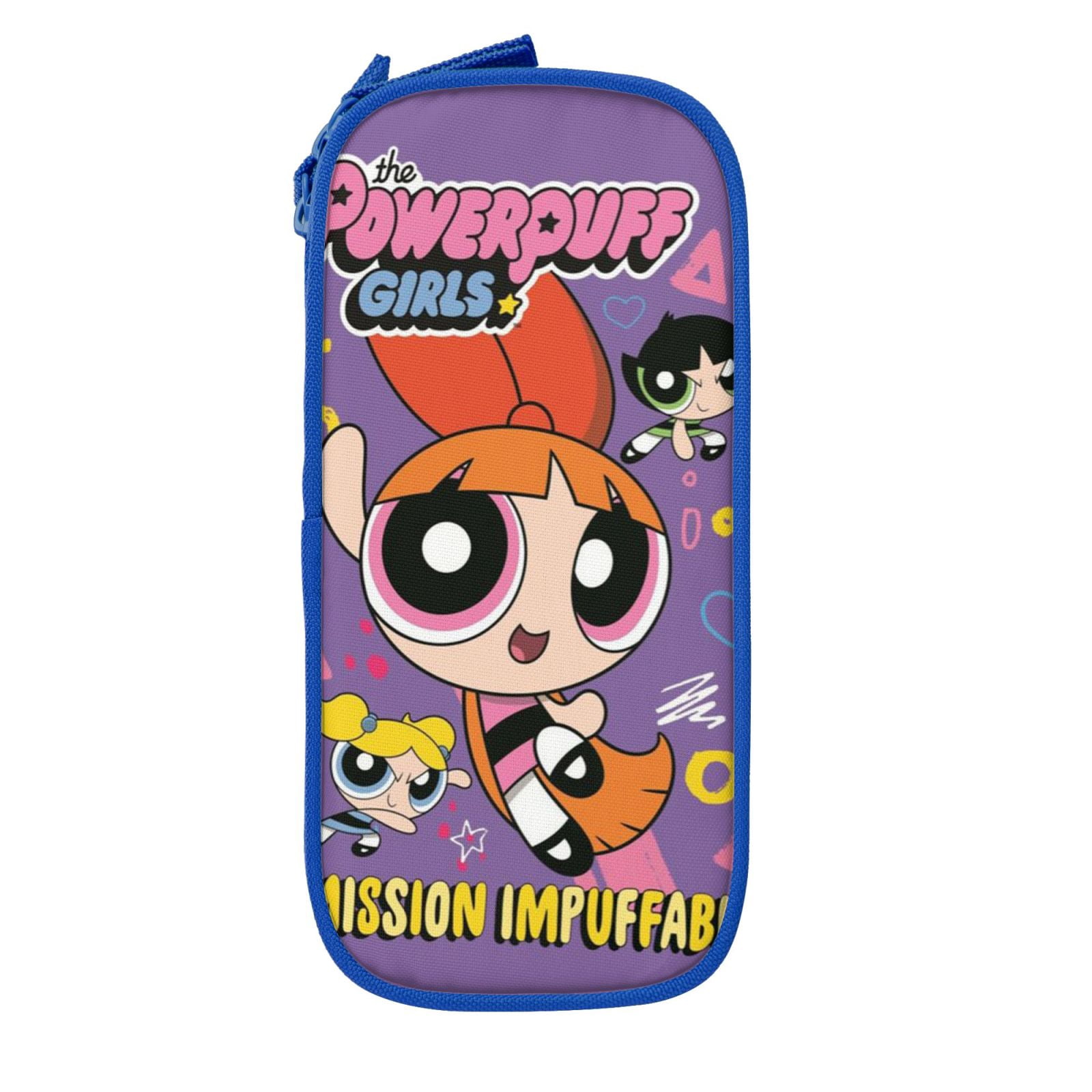 The Powerpuff Gi-rls Pencil Case Large Capacity Pencil Pouch Penbag Office Stationery Organizer Travel Makeup Bag Blue