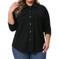 thumbnail image 2 of DARING DIVA Women's Plus Size Knit Casual Long Sleeve Button Down Shirts 1X Black, 2 of 5
