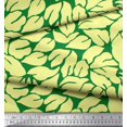 thumbnail image 3 of Soimoi Green Silk Fabric Basil Leaves Print Fabric by the Yard 42 Inch Wide, 3 of 3