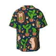 thumbnail image 2 of KLL Cute Hedgehogs Cactus Blue Print Men's Shirt Short Sleeve Button Down Summer Cuba Beach Shirts- 4X-Large, 2 of 7