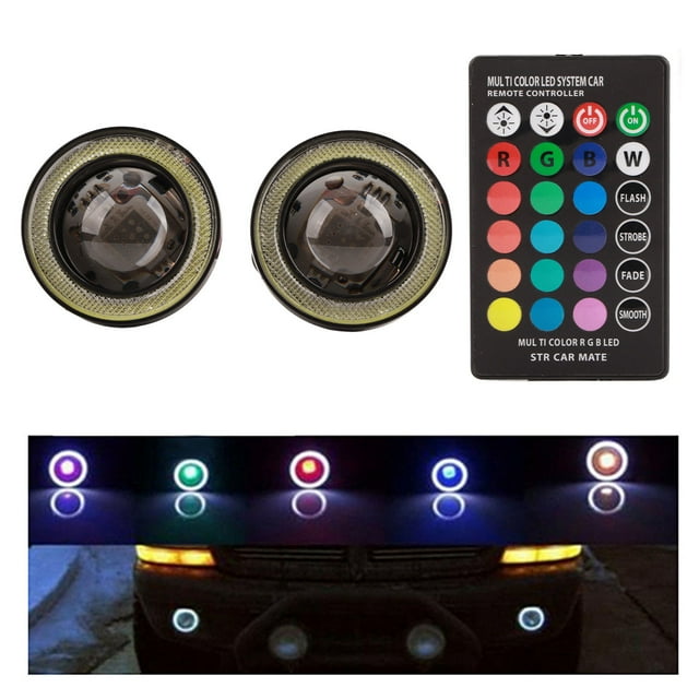 Lámpara antiniebla COB, lámpara antiniebla LED RGB de 30 W con forma de ojo de ángel para automóvil, tecnología de vanguardia