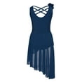 thumbnail image 4 of Miutii Kids Girls Sequins Lyrical Dance Dress Irregular Tulle Skirt Leotard Modern Latin Dance Costume Navy Blue 12, 4 of 7