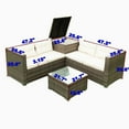 thumbnail image 3 of Hassch 4 Piece Patio Sectional Wicker Rattan Outdoor Furniture Sofa Set with Storage Box - Creme, 3 of 10