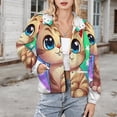 thumbnail image 3 of Jackets for Women Winter Coat Jackets Flannel Stand Collar Jacket(Cute Cat Holding Fish,Size:S-4XL), 3 of 7