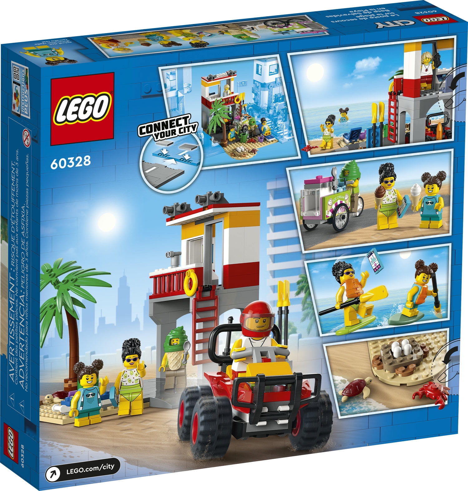 LEGO City Beach Lifeguard Station 60328 Building Kit for Ages 5+, 4 Minifigures and Crab and Turtle Figures (211 Pieces) -
