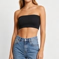 thumbnail image 3 of Womens Bandeau Tube Top – Seamless Strapless Bra Top Soft Stretch Comfortable Ribbed Crop Top Fits Black-strapless bra, 3 of 5