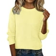 thumbnail image 2 of Womens Sweaters Women's Sweater 2026 Fall Winter Crew Neck Long Sleeve Warm Soft Knitted Pullover Yellow S, 2 of 7