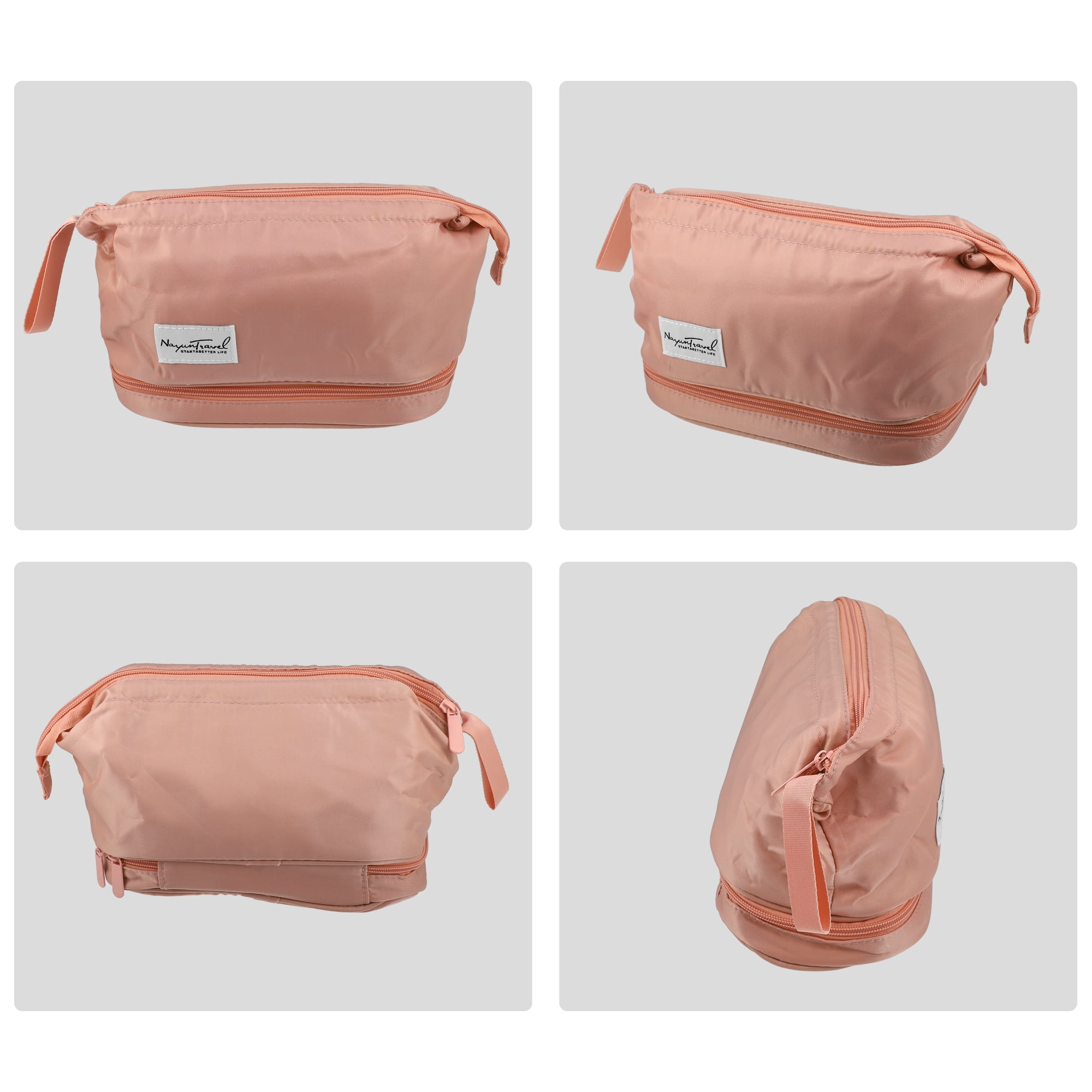 Unique Bargains Floral Makeup Bag Zipper Flower Cosmetic Pouch Pink