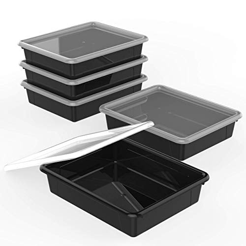 Storex Letter Size Flat Storage Tray Organizer Bin with NonSnap Lid